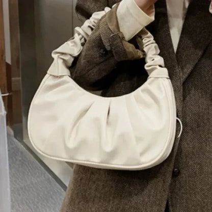 Plissé Handtas Elegante Stijl Zwart