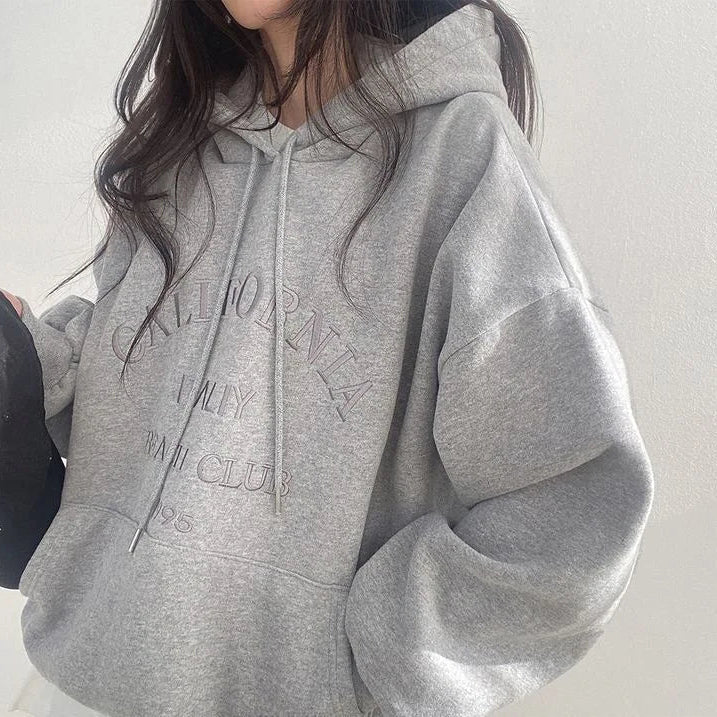 Dames Hoodie Oversized Comfortabel Casual Met Borduursel