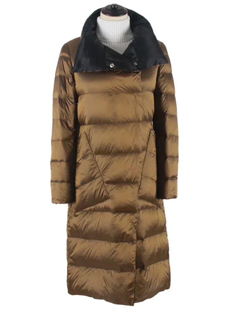 Dames Jas Geruit Warm en Stijlvol Lange Model