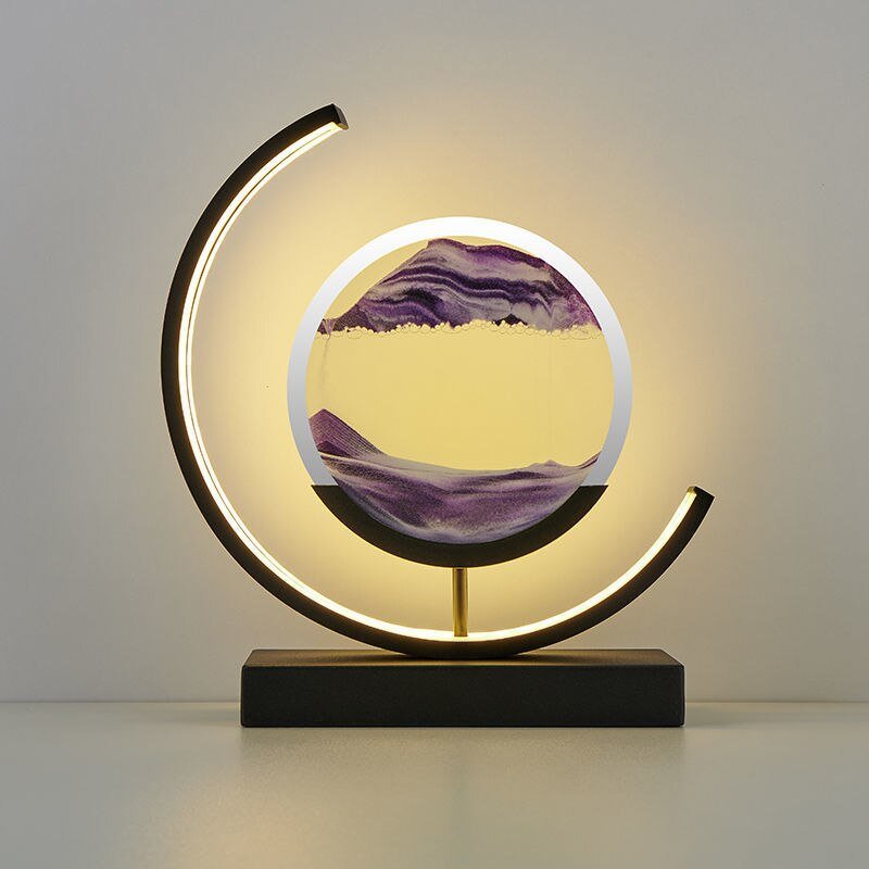 LED tafellamp acryl draaibaar zandlandschap zwart woonkamer slaapkamer sfeerlamp nachtlamp decoratieve lamp