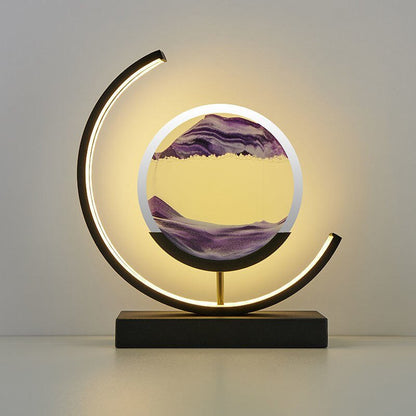 LED tafellamp acryl draaibaar zandlandschap zwart woonkamer slaapkamer sfeerlamp nachtlamp decoratieve lamp