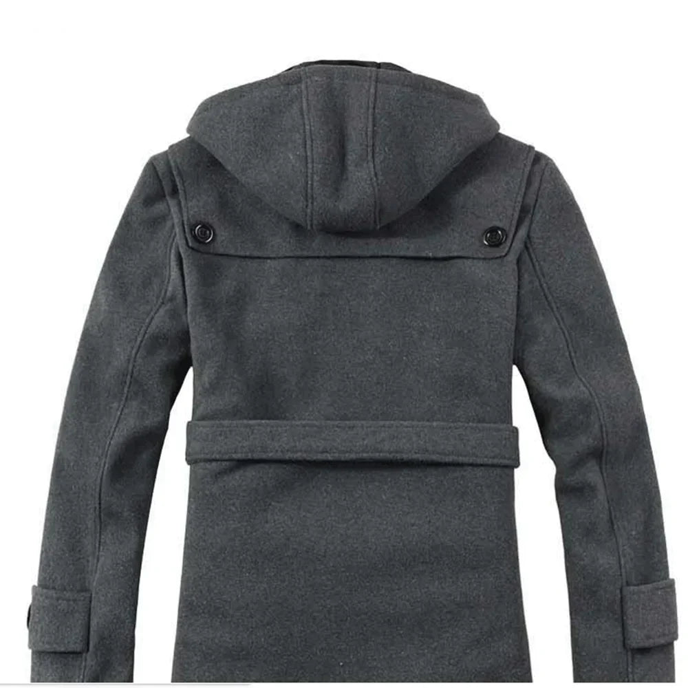 Heren Trenchcoat Gevoerd met Capuchon - Wolmix Imitatiebont