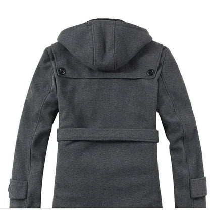 Heren Trenchcoat Gevoerd met Capuchon - Wolmix Imitatiebont