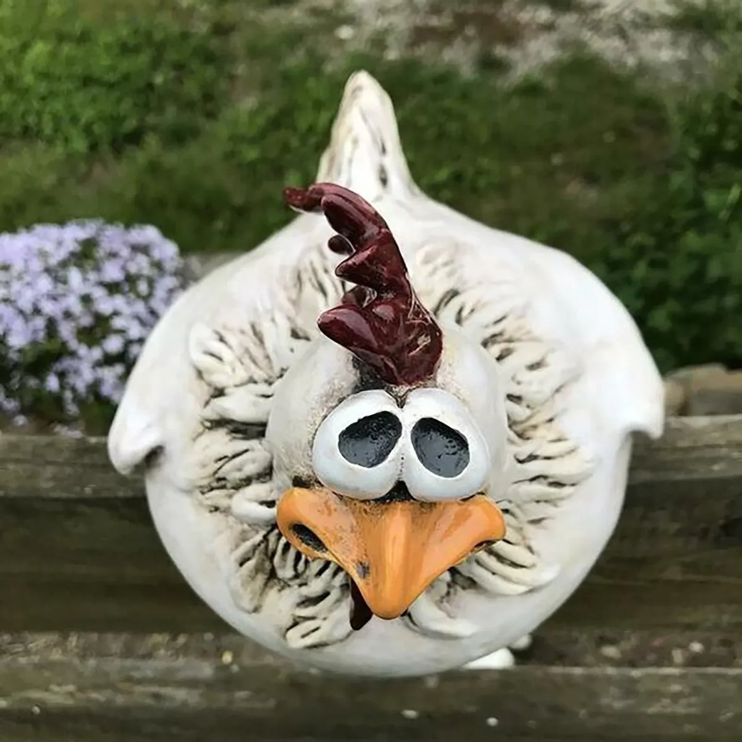 Grappige Kip Hekdecoratie Hars 14cm Tuin Beeldje Boerderij Schutting Ornament Buitendecoratie Cadeau Tuinbeeldje