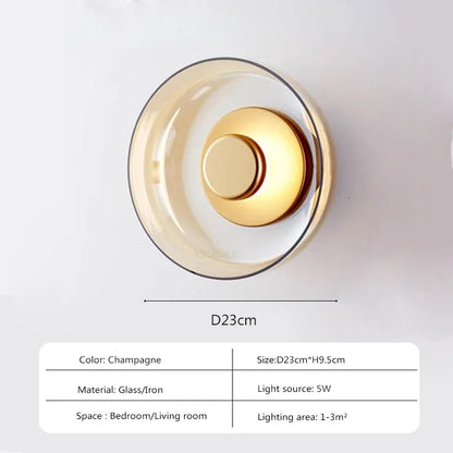 Moderne Glazen LED Wandlamp – Stijlvolle Wandverlichting in Smoke Gray of Champagne Gold – Ideaal voor Slaapkamer, Woonkamer & Hal