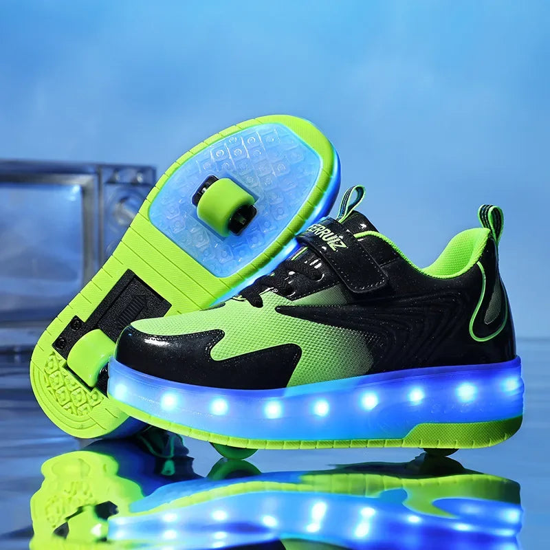 LED Wieltjeschoenen Kinderen Synthetisch Roze met Verlichting Rolschoenen Sneakers met Wielen voor Buitenspelen