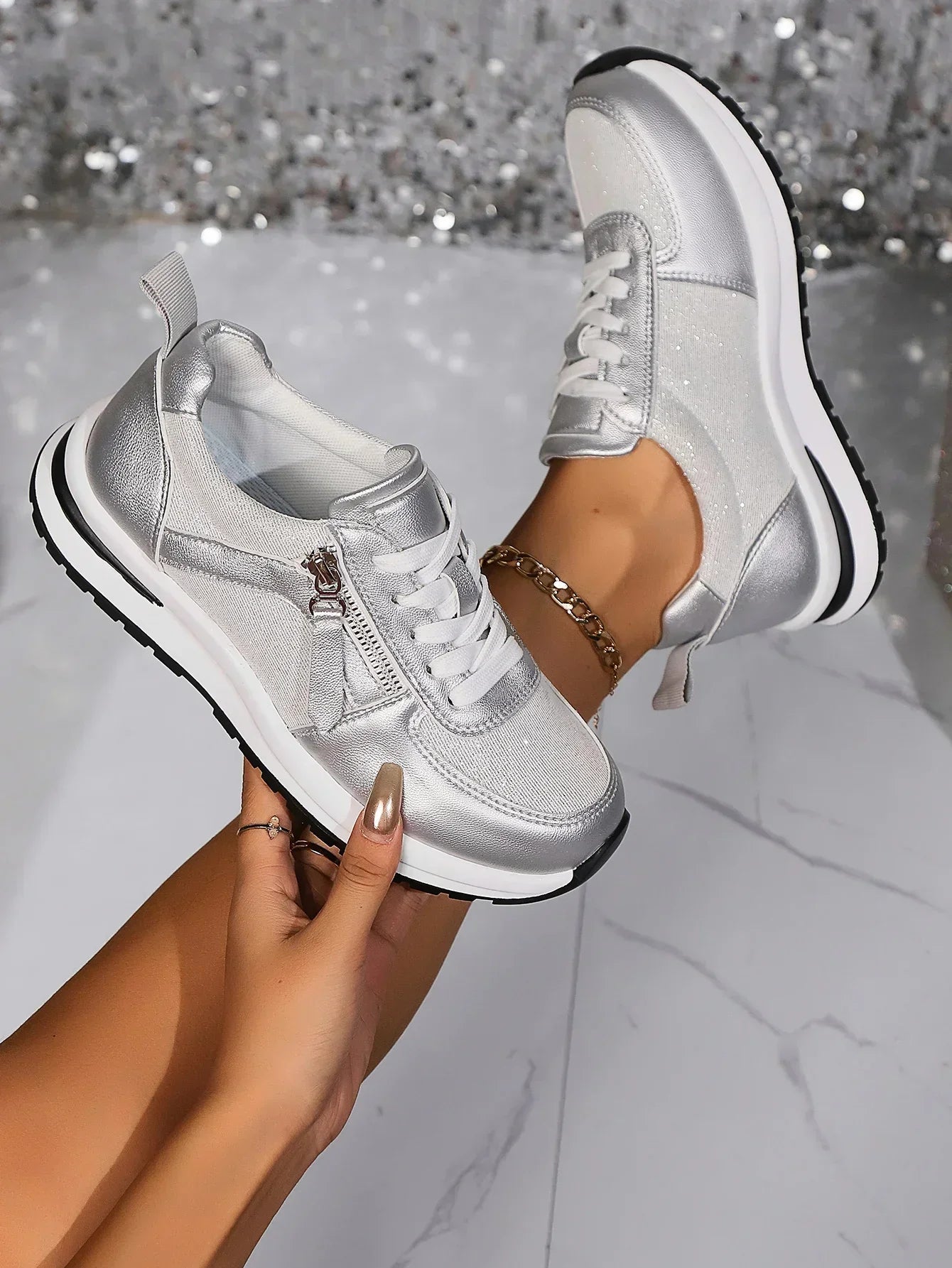 Vrouwen Orthopedische Sneakers Comfortabel Met Rits En Veters