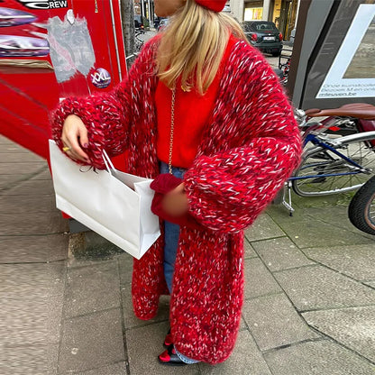 Gebreide Jas Modieus Gemêleerd Winterjassen