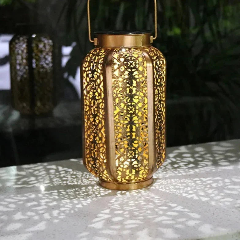 Geometrische Solartuinlantaarn Art Deco Design Brons IJzer LED Automatisch