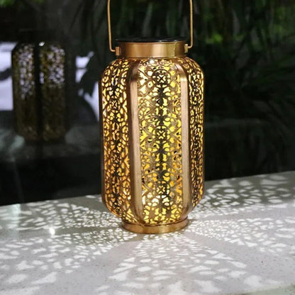 Geometrische Solartuinlantaarn Art Deco Design Brons IJzer LED Automatisch