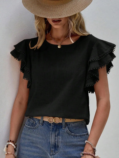Dames Blouse Korte Mouw Elegant Zomer Jurkje