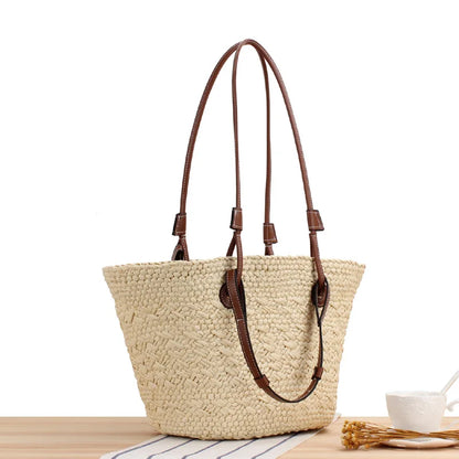 Grote Raffia Schoudertas voor Dames Harper Stijl