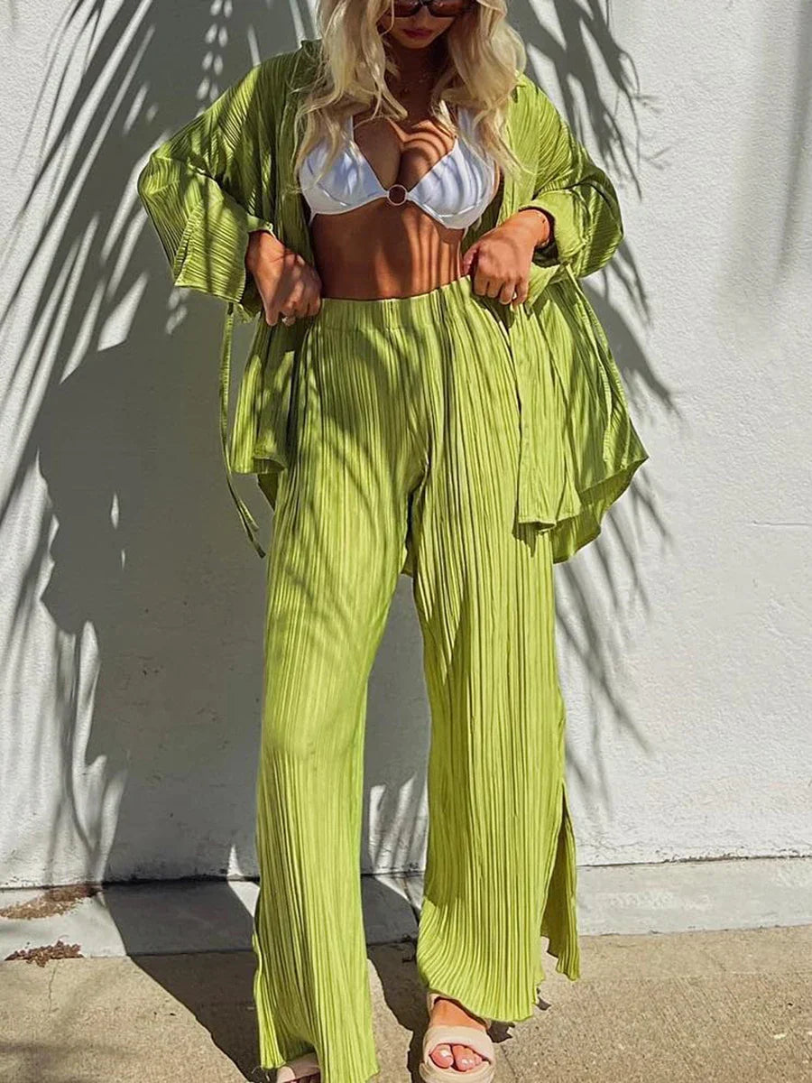 Twee-Delige Plooi Broekpak voor Vrouw Modern Design