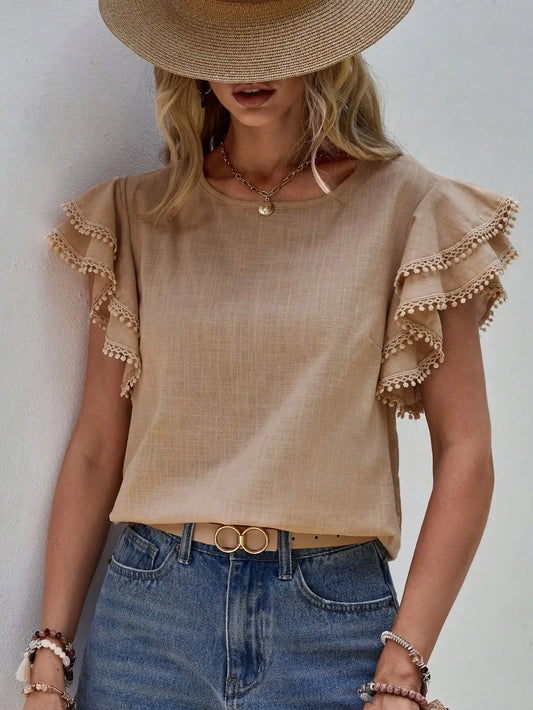 Dames Blouse Korte Mouw Elegant Zomer Jurkje - StudioMarella