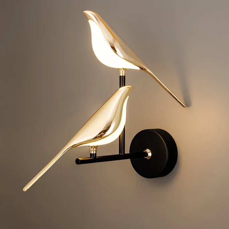 Design Wandlamp LED in Vogelvorm – Gouden Wandlamp met Warm Licht