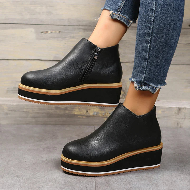 Dames Enkelboots Plateauzool Rits Sluiting