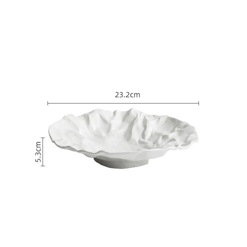Keramische Schaal met Getijdenrimpel Effect Wit Zwart Coastal Servies 23cm 28cm
