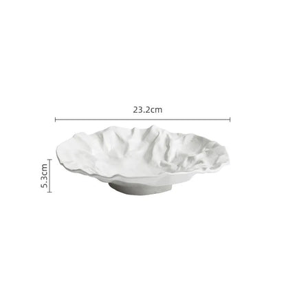 Keramische Schaal met Getijdenrimpel Effect Wit Zwart Coastal Servies 23cm 28cm
