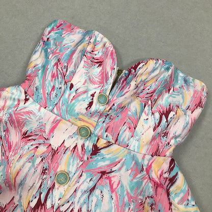 Mini Jurk Zonder Mouwen Abstract Print Leer