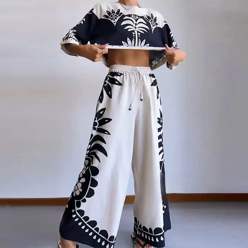 Vrouwelijke Kleding Set met Vintage Print