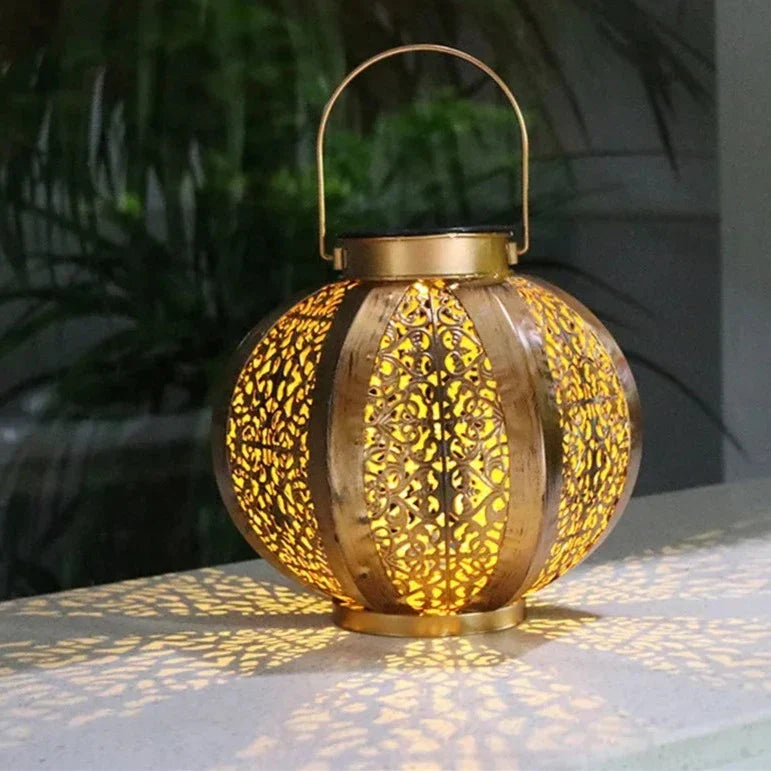 Geometrische Solartuinlantaarn Art Deco Design Brons IJzer LED Automatisch