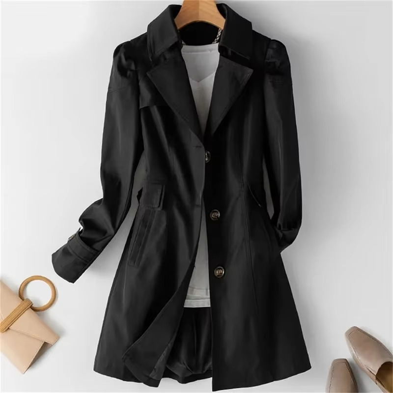 Dames Trenchcoat Middellang Waterdicht voor Herfst en Winter
