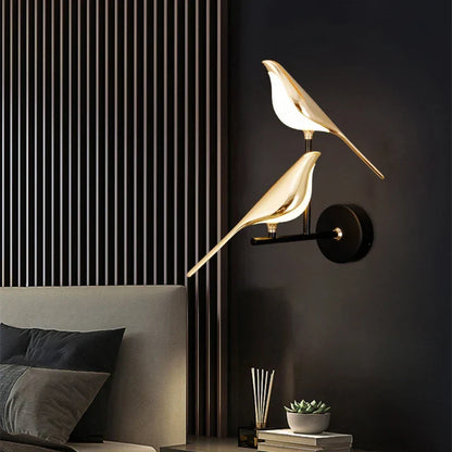 Design Wandlamp LED in Vogelvorm – Gouden Wandlamp met Warm Licht