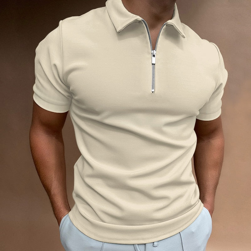 Mannen Polo Shirt met Rits Casual Stijl