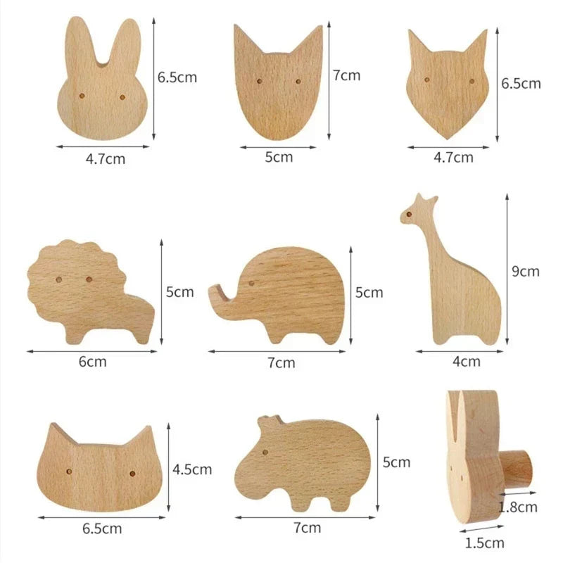 Wandhaken Hout Dieren Zelfklevend Kinderkamer Kapstokhaak Scandinavisch Design Kapstokhaakjes Muur Decoratie