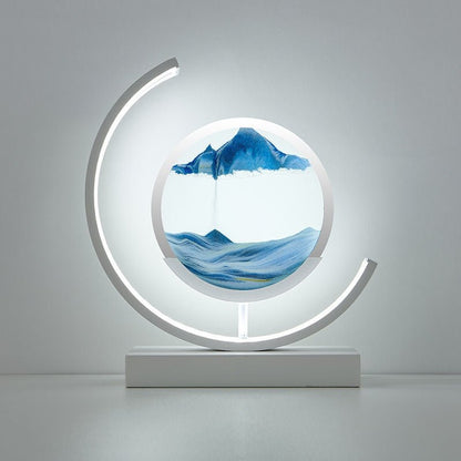 LED tafellamp acryl draaibaar zandlandschap zwart woonkamer slaapkamer sfeerlamp nachtlamp decoratieve lamp