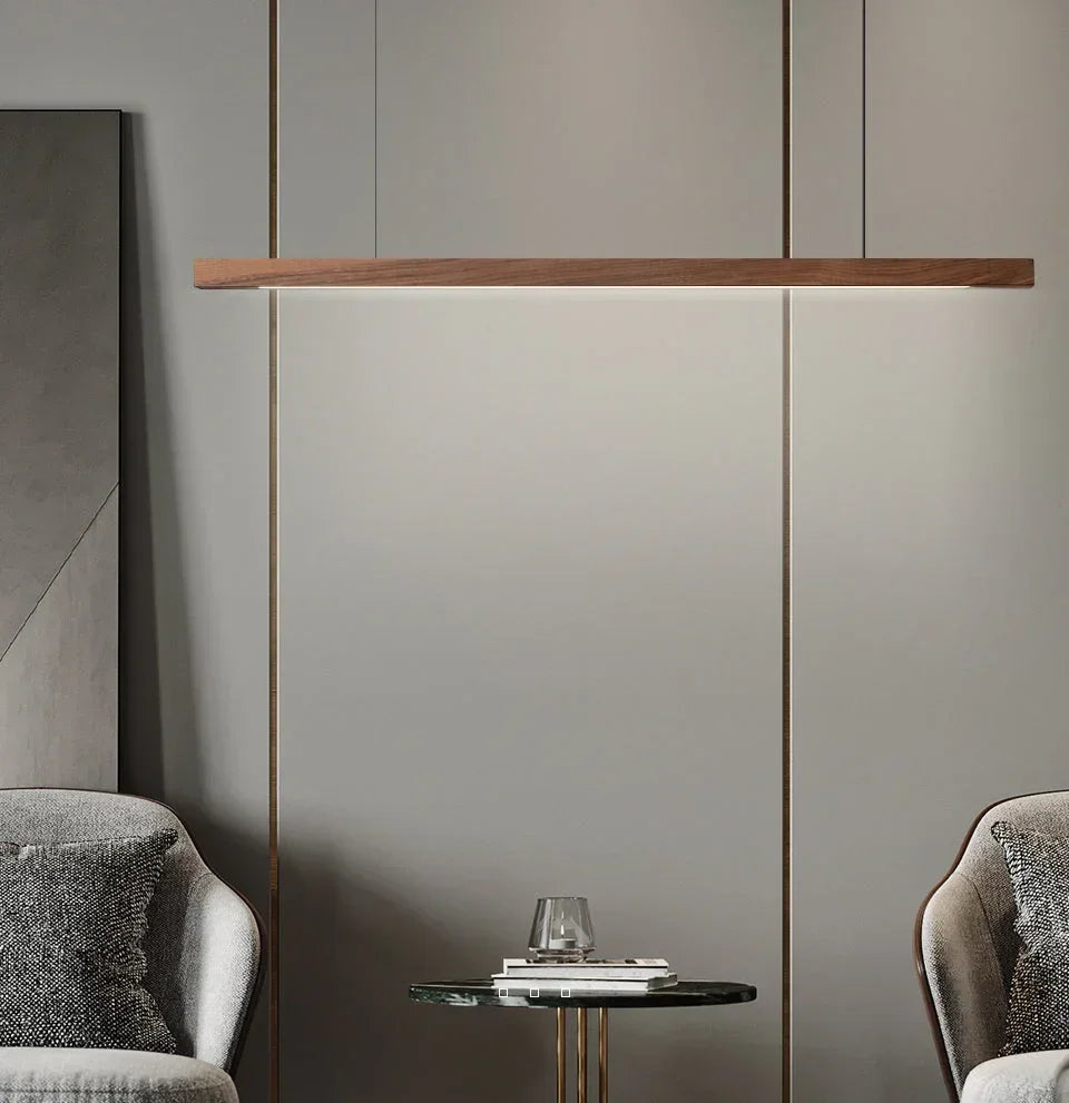 Hanglamp Hout LED Lineair Dimbaar 80cm 120cm 150cm Eettafel Keuken Woonkamer