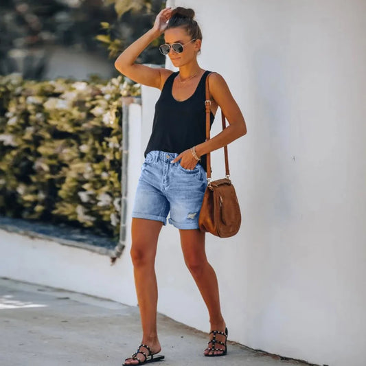 Korte Blauwe Denim Dames Shorts - StudioMarella