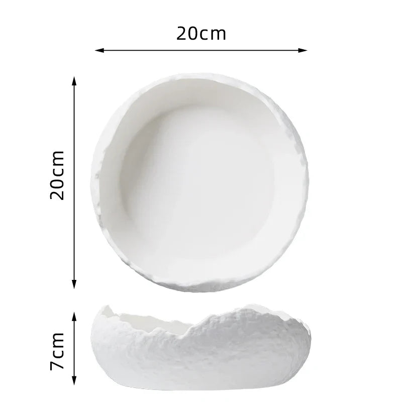 Sculptural Serveerkom van Porselein voor Desserts en Hapjes in Modern Minimalistisch Design