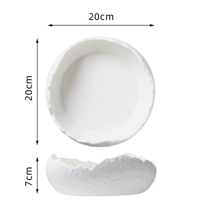 Sculptural Serveerkom van Porselein voor Desserts en Hapjes in Modern Minimalistisch Design
