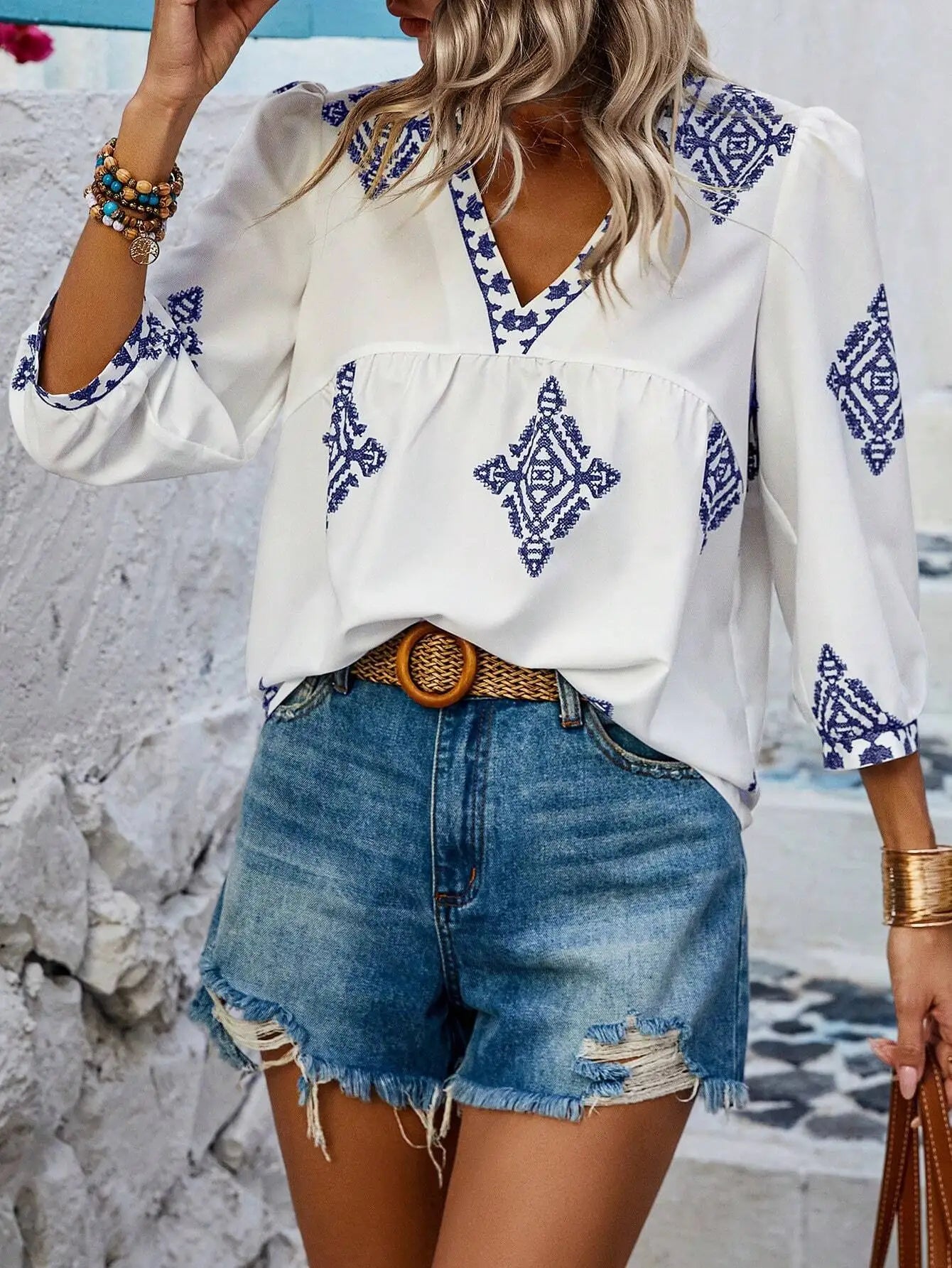 Dames Blouse Retro Print Vrouwelijk Kleding