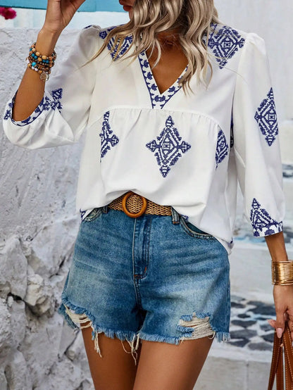 Dames Blouse Retro Print Vrouwelijk Kleding
