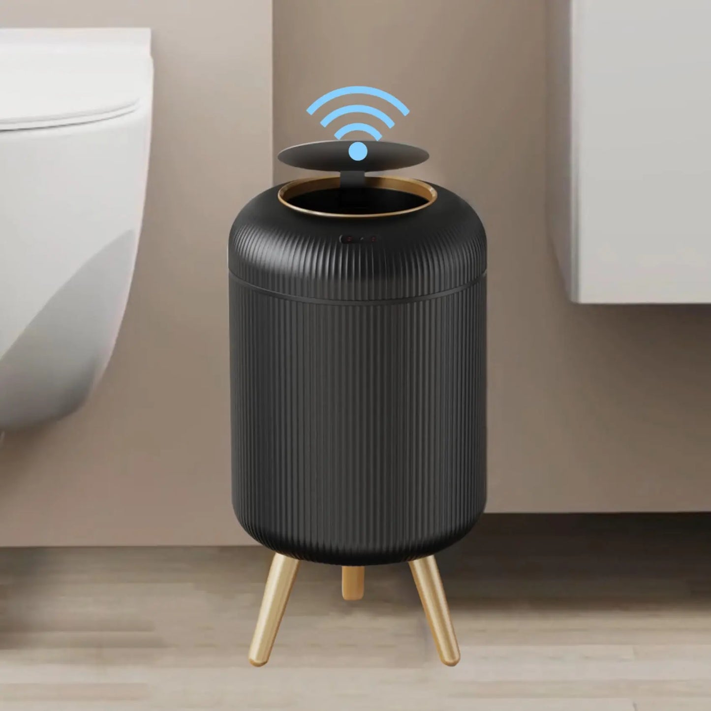 Prullenbak Sensor Automatisch 10L Wit Groen Zwart Houten Poten Woonkamer Badkamer 0,3s Infrarood Deksel Slimme Vuilnisbak Keuken