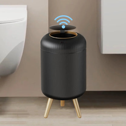 Prullenbak Sensor Automatisch 10L Wit Groen Zwart Houten Poten Woonkamer Badkamer 0,3s Infrarood Deksel Slimme Vuilnisbak Keuken