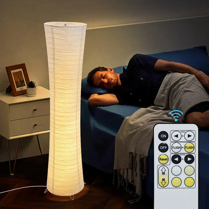 Vloerlamp Papier Japandi Cilinder Staande Lamp Warm Licht Minimalistisch