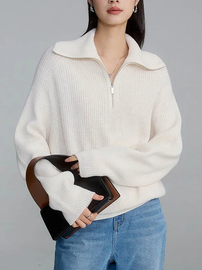 Dames Trui Gebreide Turtleneck Rits Trui Warm en Stijlvol