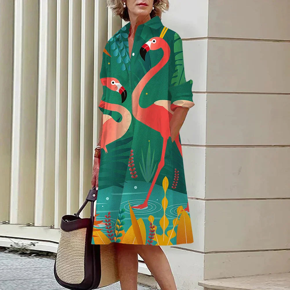 Vrouwelijke Overhemdjurk Klassieke Elegante Stijl