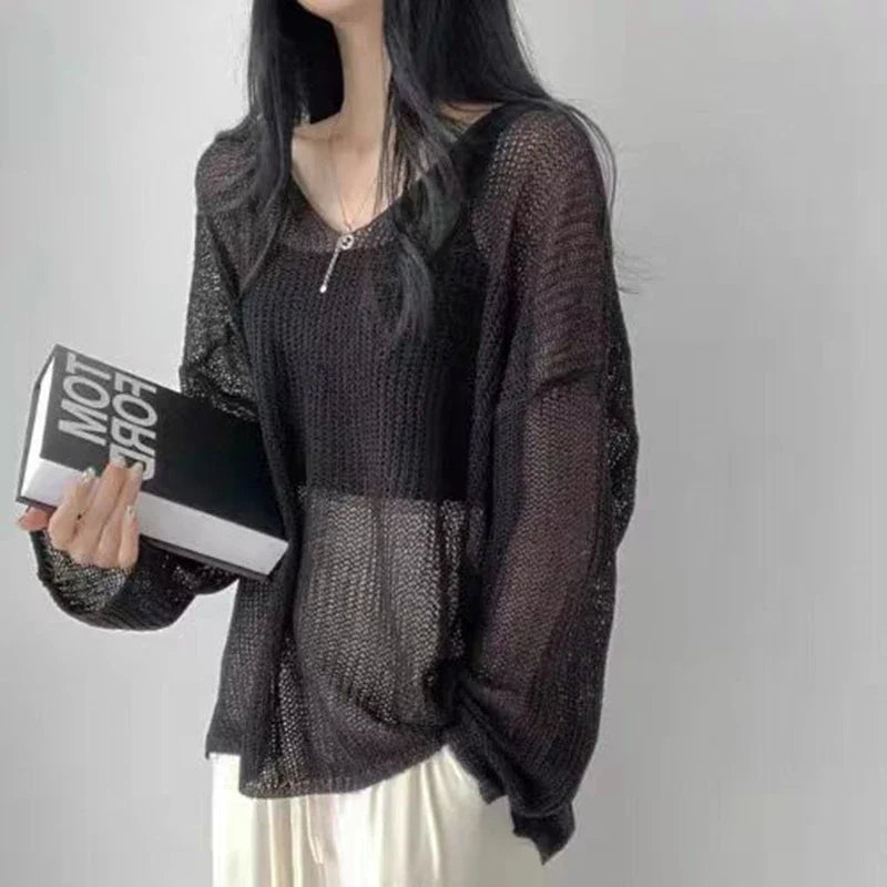 Gehaakte Mesh Trui Zomerse Lichtgewicht Kleding
