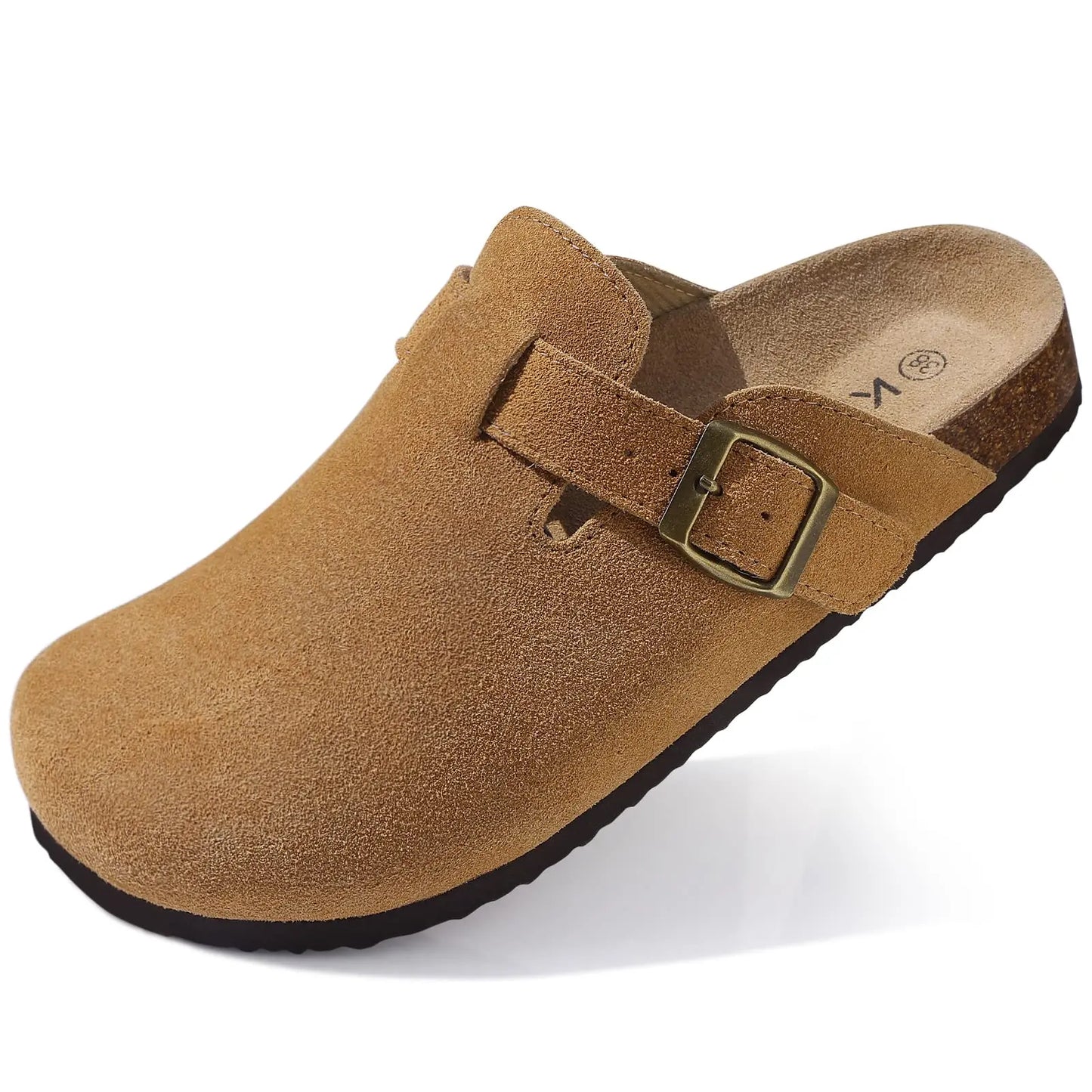Leren Slippers voor Dames met Kurksok