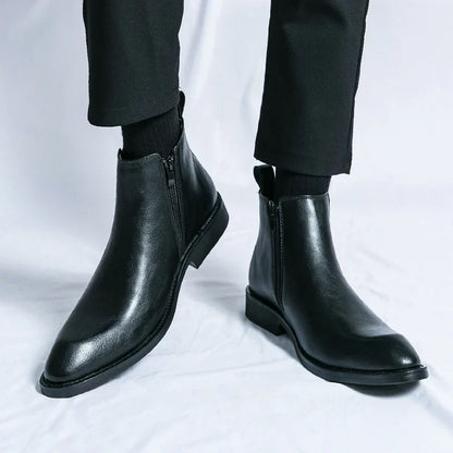 Heren Chelsea Boots Zwart Leer Elegant Design