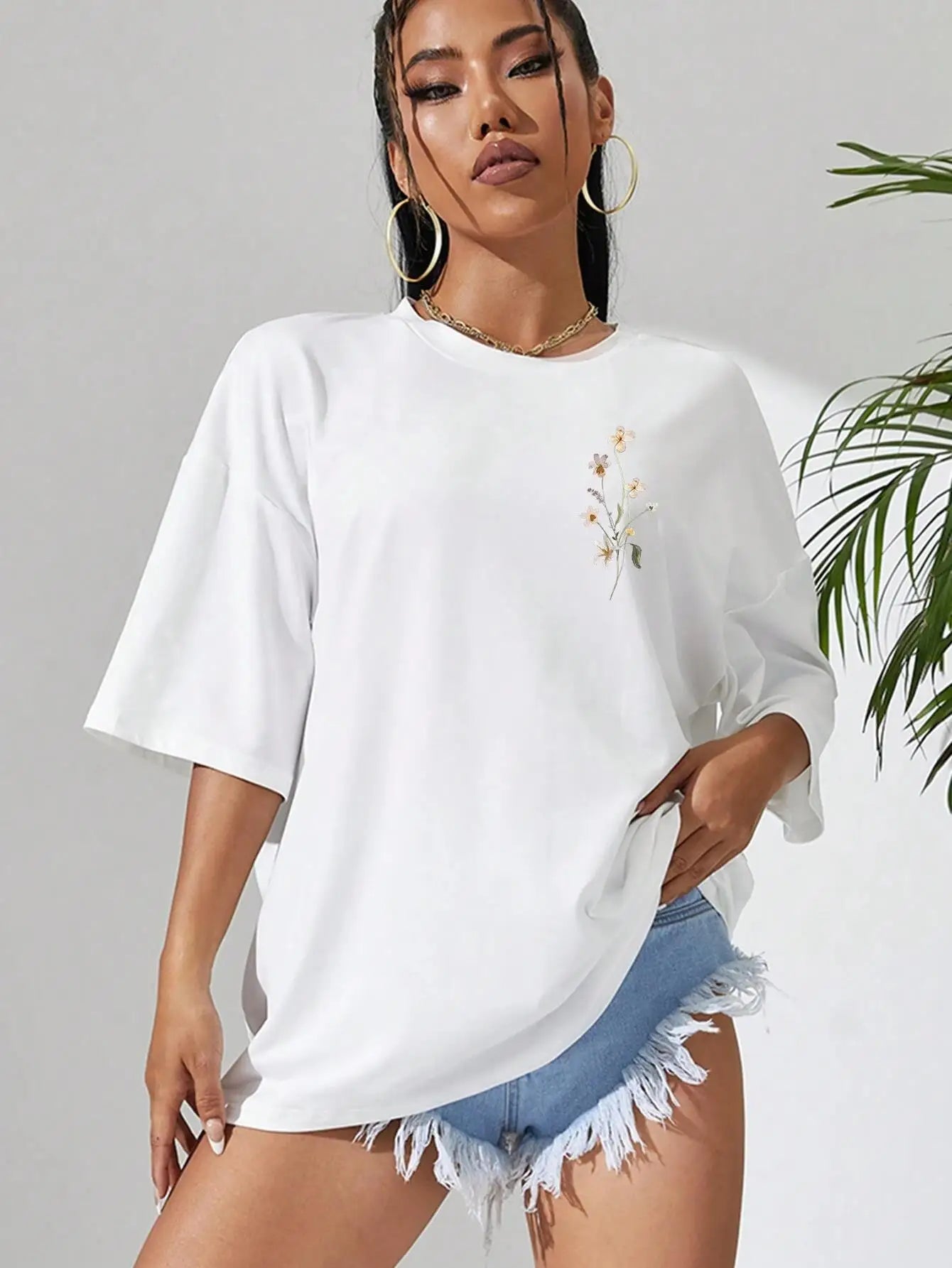 Lente T-Shirt met Bloemenprint Zomerse Look