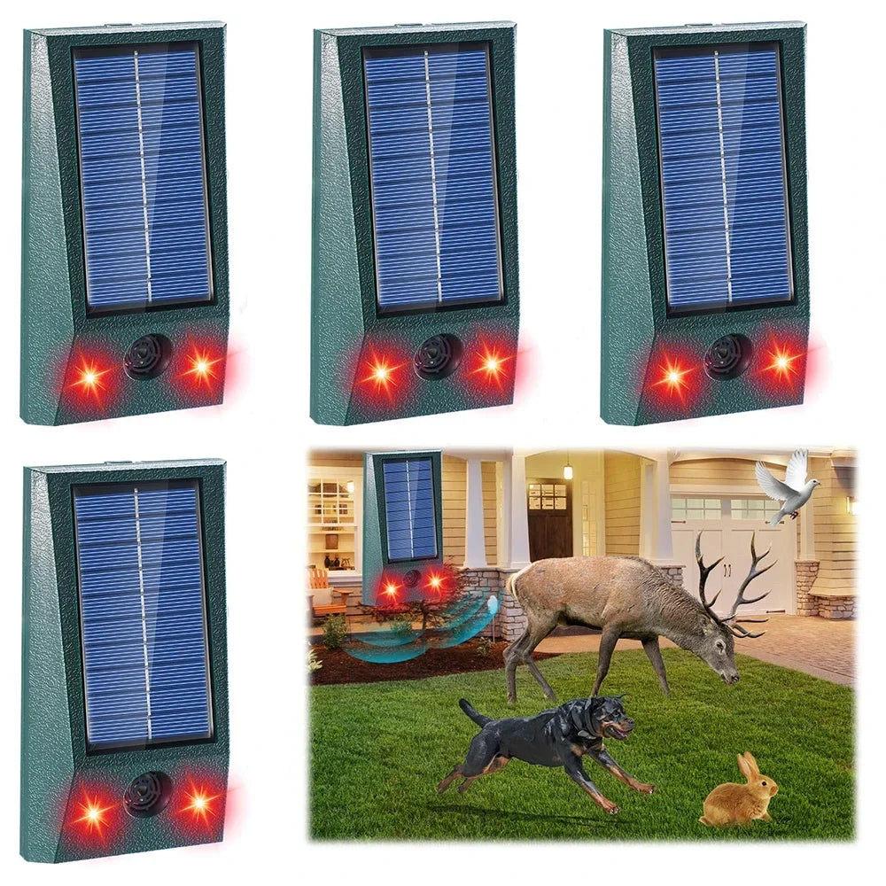 Zonne-energie Ultrasone Vogelverschrikker voor Tuin en Balkon met Bewegingssensor en Flitsend LED-licht 600m²