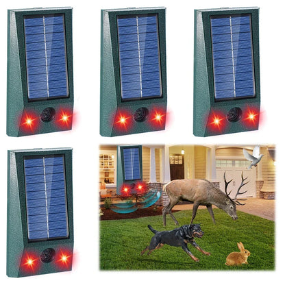 Zonne-energie Ultrasone Vogelverschrikker voor Tuin en Balkon met Bewegingssensor en Flitsend LED-licht 600m²