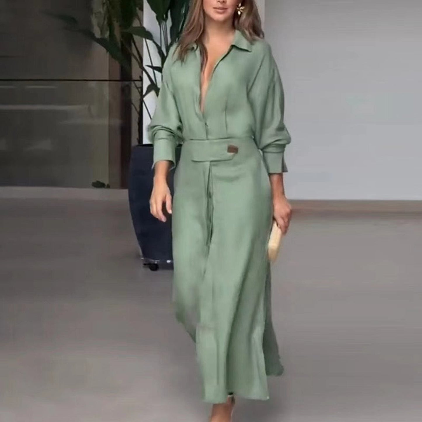 Lange Mouwen Jurk Vrouwelijk Elegante Stijl