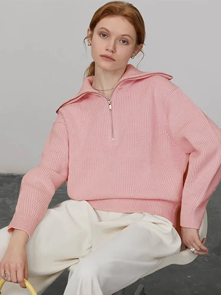 Dames Trui Gebreide Turtleneck Rits Trui Warm en Stijlvol