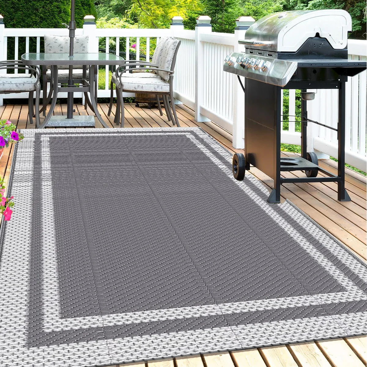 Buitenkleed Grijs Waterproof PP 120x180cm Tuinkleed Opvouwbaar Terras Balkon Camping Picknick Vloermat Buitentapijt